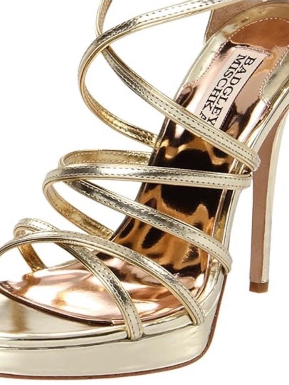 Badgley Mischka Metallic Gold Strappy Stiletto Sandals